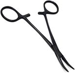 Hemostat Locking Forceps 5" Curved with Full Serrated Jaws Ideal for Clamping, Fishing, Firefighters Nurses Doctors + More (Tactical Black)