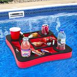 Polar Whale Floating Spa Hot Tub Bar Drink and Food Table Red and Black Refreshment Tray for Pool or Beach Party Float Lounge Durable UV Resistant