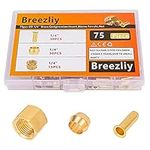 1/4 Inch OD Brass Compression Insert,Sleeve Ferrule,Nut 75PCS