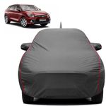 Fabtec Heavy Duty Car Cover for Toyota Glanza 2024 with Mirror and Antenna Pockets Full Size, Triple Stitched (Heavy Duty with Red Piping)