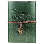 Billtigif PU Leather Journal Notebook, Refillable Travel Vintage Writing Journals Diary, Gifts for Women, Men, Teen Girls and Boys, 100GSM Lined Paper,160 Pages(Green, A5 9.2" x 6.5")