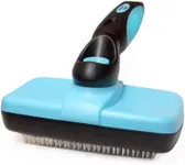 Maxpower Planet Self Cleaning Dog Hair Brush - Gently Removes Loose Undercoat, Mats and Tangled Hair for Dogs and Cats - Doodle Brush - All Hair Types - Blue