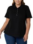 Riders by Lee Indigo Women's Plus-Size Morgan Short Sleeve Polo Shirt, Black Soot, 3X