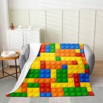 Building Blocks Thermal Insulated Flannel Fleece Throw Blanket,Toy Geometric Rectangle All Season Bed Blanket Fuzzy Blanket for Bed Sofa Couch,Modern Style Bedroom Decor Plush Blanket 40"x50"