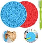 Lick Mat for Dogs 2 Packs - OAPRIRE Dog Lick Mat with Super Suction, Reduce Daily Anxiety, Slow Feeder Lick Mat Suctions to Wall for Pet Bathing, Grooming and Training - with Cleaning Brush