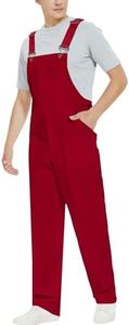 WORK IDEA Men's Bib Overalls,Men's Overalls Workwear Lightweight with Adjustable Straps and Pockets,Red, XL
