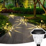 GIGALUMI Solar Lights Outdoor Garden 10 Pack, LED Garden Lights with Great Pattern, Waterproof Auto On/Off Solar Powered Lights for Garden Walkway Driveway Lawn Pathway（Warm White）