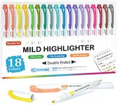 Shuttle Art Highlighters, 18 Colours Pastel Highlighter Pens Assorted Colours, Dual Tip Mild Colour Highlighter Markers, Perfect for Teens, Kids and Adults Colouring, Underlining, Highlighting by