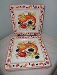 6 Lobster Square Dinner Plates Made In Italy Crab Clams Ocean