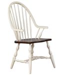 Sunset Trading Windsor Dining Two Tone Antique White Chestnut Brown Solid Wood | Fully Assembled Armchair Arm Chair