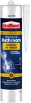 UniBond Shower In 1 Hour Speed, White Silicone Sealant, Fast Drying, Water & Mould-Resistant Bathroom Sealant, For Hygienic Sealing, 1x291g Cartridge