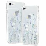 Clear Phone Case for iPhone SE 2022 iPhone 7/8/SE2020 Soft Silicone Shockproof Transparent TPU Protective Daisy Floral Lavenders Patterns Design Case Girls&Women Cute Cover for iPhone 7/8/SE 2022