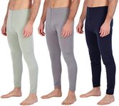 3 Pack:Mens Thermal Underwear Base Layer Fleece Lined Fly Long Johns Bottom Pants Warm Long Johns Compression Underpants Cold Tights Leg Warm termicos Hombre Leggings Training Tights Snow- Set 7, M