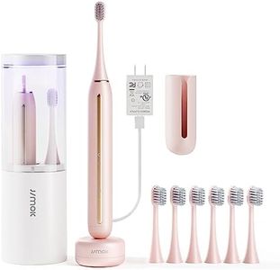 JIMOK Sonic Whitening Electric Toothbrush wtih Upgraded Cleaning case, 5Modes, 55db Noise Reduction, Cleaning Toothbrushes Set with Wall Adapter & 3Dupont+3Toray Brush Heads…