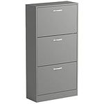 Vida Designs 3 Drawer Shoe Cabinet Cupboard Shoe Storage Organiser Pull Down Wooden Furniture Unit (Grey)