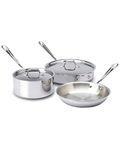 All-Clad 401599 Stainless Steel Tri-Ply Bonded Dishwasher Safe Cookware Set, 5-Piece, Silver
