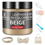 Leather Recoloring Balm,8.5oz Leather Color Restorer,Beige Leather Repair kit for Furniture and Car Interior,Leather Couch Scratch Repair,Leather Dye Paint for Faded,Cracked and Damaged Leather