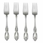 Oneida 2561004A Louisiana Fine Flatware Dinner Forks, Set of 4, 18/8 Stainless Steel, Silverware Set