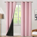 BGment Baby Pink 100% Blackout Curtains for Nursery Bedroom 84 Inch Length 2 Panels, Thermal Insulated Full Light Blocking Grommet Noise Cancelling Window Curtains for Girls Room, 42 Inch Wide Each