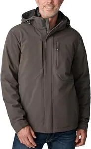 Free Country Men's 3 in 1 Winter Softshell Ski Jacket Water and Wind Resistant Coat Warm Insulated Hooded for Men-Mushroom-Size M