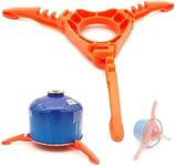 Gas Canister Stand Outdoor Foldable Gas Canister Support Gas Tank Stove Stand Bracket Gas Tank Bracket Camping Canister Stand Gas Tank Holder folding Burner Stand for Outdoor Camping Hiking (Orange)