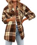 Oyamiki Women's Long Sleeve Flannel Plaid Coats Button Down Halloween Shirts Winter Jacket Shackets