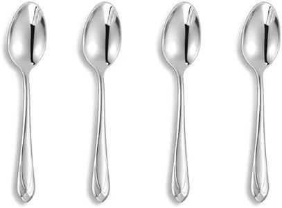 KEAWELL Premium Astra 4-Piece 5.8 inch Spoon Set – Mirror-Finished 18/10 Stainless Steel with Diamond-Faceted Handles Dishwasher Safe for Modern Dining (4, Small Spoons)