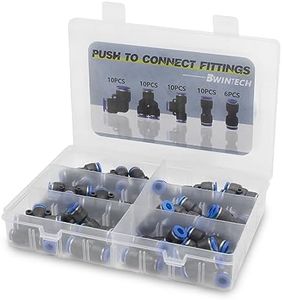 Bwintech 46 PCS 10mm pneumatique raccord rapide dans le kit de raccord de tuyau d'air (10mm traversant/coude/té/robinet de dérivation et 6-10.8-10.10-12mm bouchon de décompression)