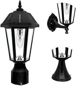 Gama Sonic Topaz Solar Light for Outdoors, LED Lamp for Wall Mount, Pier Mount, 3-Inch Fitter, Black, 149033
