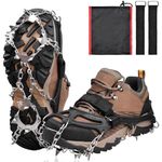 Ice Grips Snow Crampon Cleats with 19 Teeth Stainless Steel Chain Claws Anti-Slip Ice Traction Snow Spikes Footwear Shoes Cover for Hiking Fishing Jogging Walking Climbing (L)