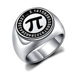Pi Symbol Ring 3.14 Math Sign Jewelry Mathematical Jewelry Gift for Math Teacher Math Lovers Gifts Birthday Gift for Friends, Metal, stainless steel