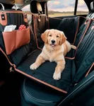 Owleys Hard Bottom Car Seat Cover for Dogs | Back Seat Extender for Dogs | Dog Hammock for Car Hard Bottom | Car Dog Cover Back Seat | Dog Seat Cover for Back Seat with 2 Mesh Ventilation Window Black
