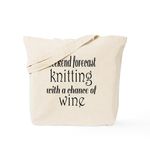 CafePress Knitting and Wine Tote Bag Natural Canvas Tote Bag, Reusable Shopping Bag