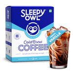 Sleepy Owl French Vanilla Cold Brew Coffee Bags | Set of 5 Packs - Makes 15 Cups | Easy 3 Step Overnight Brew - No Equipment Needed | Medium Roast | 100% Arabica | Directly Sourced From Chikmagalur
