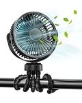 Stroller Fan, Battery Operated Clip On Portable Fan, 360°Rotate USB Rechargeable Personal Desk Fan with 3 Adjustable Wind speed, Detachable Twistable Tripod for Baby Stroller, Cot, Car Seat,Treadmill