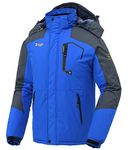 BGOWATU Men's Waterproof Snow Ski Jacket Warm Fleece Winter Coat Mountain Insulated Windbreaker Hooded Raincoat Blue Size XL