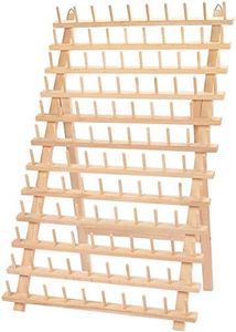 Curtzy Porta Hilos de Madera para 120 Carretes de Hilo - Organizador Costura de Pared con Ganchos para Colgarlo - Organizador de Hilos de Madera de Haya para Bordado, Costura, Hacer Colchas
