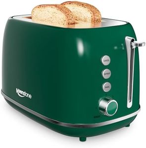 2 Slice Toaster Retro Stainless Steel Toaster with Bagel, Cancel, Defrost Function and 6 Bread Shade Settings Bread Toaster, Extra Wide Slot and Removable Crumb Tray (Dark Green)
