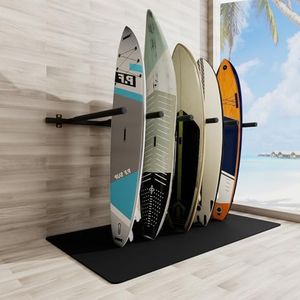 Neorexon Surfboard Rack Wall Mount 6 Arms, Surfboard Rack for Wall with Rubber Mat, Vertical Paddle Board Storage Holds 6 Boards Storage Mount System at Home and Garage