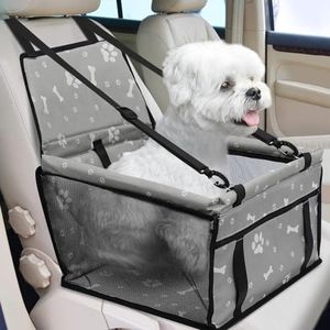 KUTKUT Pet Car Booster Seat Travel Carrier Cage, Oxford Breathable Folding Soft Washable Travel Bags with Seat Belt for Dogs Cats or Other Small Pet (Size: 40 x 34 x 25cm)