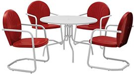 Crosley Furniture Griffith 5-Piece Metal Outdoor Dining Set with Table and Chairs - Coral Red