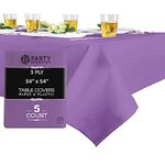 PARTY BARGAINS 5 Disposable Table Covers - 54" X 54" Purple Table Cover, 3 Ply Paper & Plastic Tablecloth