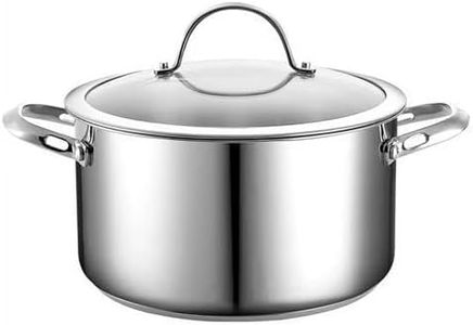 Cooks Standard Dutch Oven Casserole with Glass Lid, 6-Quart Classic Stainless Steel Stockpot, Silver