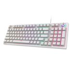 EvoFox Katana X2 Mechanical Gaming Keyboard | 96 Keys Compact Mechanical Keyboard | Outemu Red switches, 13 Effects Rainbow Backlighting, 25 Anti-Ghosting Keys, Multifunction Volume Controller | Wired-White