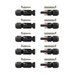 Renogy 5 Pair MC4 Male/Female Solar Panel Cable Connectors Double Seal Rings for Better Waterproof Effect, Black