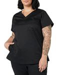 Amazon Essentials Women's Classic Fit V-Neck Short Sleeve Scrub Top (Available in Plus Size), Black, XS