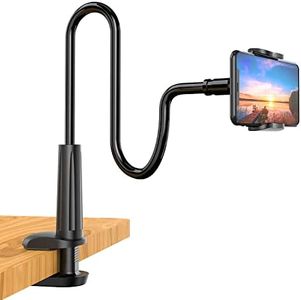 Phone Holder Bed Gooseneck Mount - Flexible Arm 360 Mount Clip Adjustable Bracket Clamp Stand Compatible with Cell Phone 11 Pro XS Max XR X 8 7 6 Plus 5 4, Samsung S10 S9 S8 for Bedroom Desk