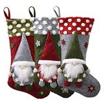 FOUNDOVE Christmas Stockings Large 3 Pack, Classic Santa Xmas Stocking for Adults & Kids, Candy Pouch Gift Bag for Tree Decorations Christmas Ornament