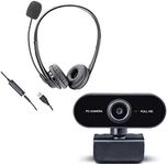 Midland W199 Webcam + HS03 PC Headset, 41670.S1, Bundle for Home Office for Ideal Entry to Digital Communication, 1920 x 1080 Full HD, Compatible with Any PC with USB Port