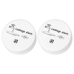 Fuers Water Leak Detector 2Pack,90dB Round Cordless Water Leak Sensor for Flood Detection in Basement,Bathroom,Laundry Room,Kitchen,Garage,Attic. Battery-Operated (Battery Not Included)